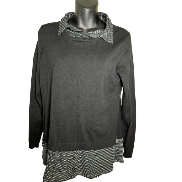 Adrianna Papell Long Sleeve Top, Size M Collared Tunic - Picture 1 of 10